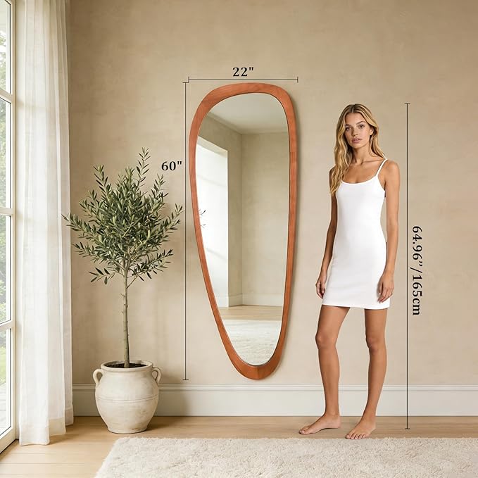 Asymmetrical Mirror, Irregular Mirror Full Length, Boho Wall Mirrors Decorative for Bedroom Living Room Entryway Hall, Mid Century Modern Decor 60" H x 22" W