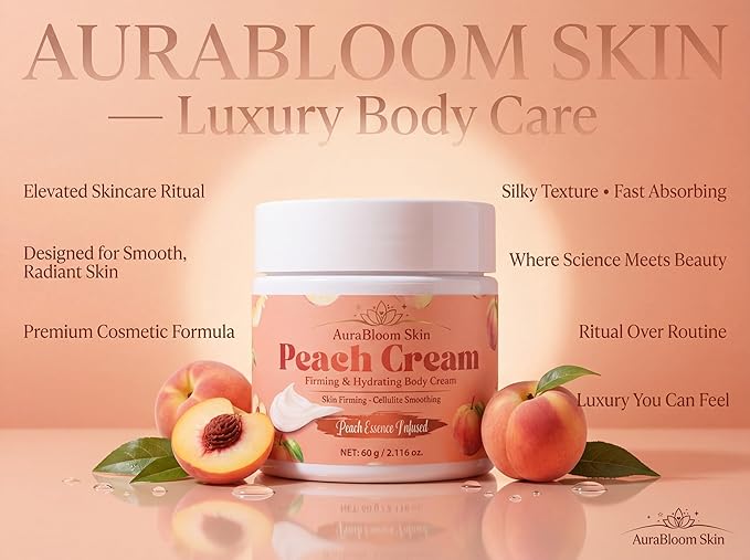 Peach Lift & Firming Body Cream | Peach Essence Infused Hydrating Moisturizer & Skin Firming Body Cream - Skin Tightening & Anti Cellulite Cream For Women-Lightweight fast absorbing Formula -2 Oz