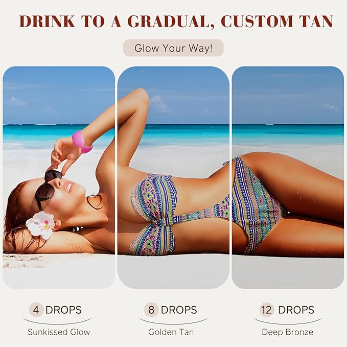 Tanning Drops to Drink - Tanning Drops - Sunless Tanning Drops To Drink - Bronze Tanning for Face and Body - Promotes Healthy Skin, Suitable for All Skin Types 1.69Floz
