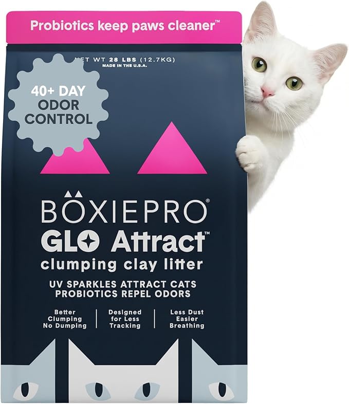 Boxie Glo Attract Clumping Cat Litter 40+ Day Odor Control Dust Free 28 lb