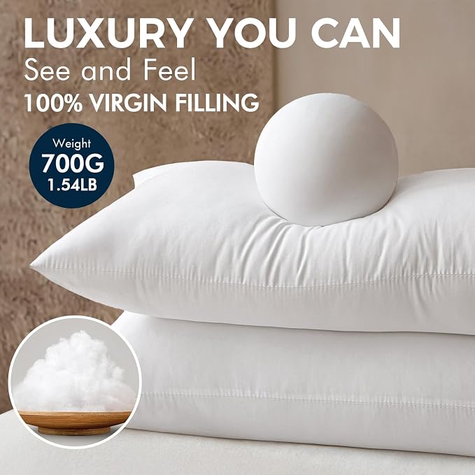 MIULEE 20x26 Throw Pillows Inserts 2 Pack, Decorative Pillows for Couch Bed | 100% Virgin Filling, Full and Fluffy, Lumbar, Back and Neck Support