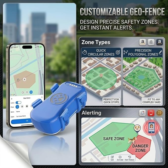 GPS Tracker for Dogs and Large Cats, 4G LTE Pet Collar Tracker