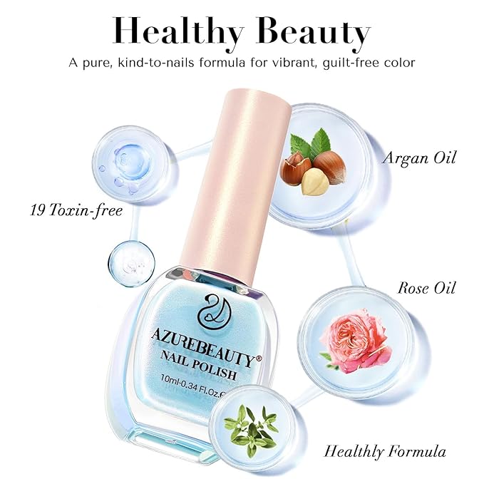 AZUREBEAUTY Nail Polish Set, 4 Colors Pastel Lime Green Yellow Pink Quick Dry Natural Nail Lacquer Strengthening Treatment Kit DIY Salon at Home