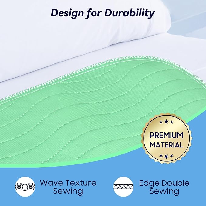 2 Pack 36” x 54” Extra Heavy Absorbency Washable Underpads Bed Pads | WaterProof Nursing Pads Incontinence, Reusable Washable Pee Pads for Dogs, Diaper Changing & Adults, Mattress Protector