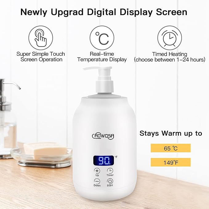Massage Oil Warmer Bottle Professional Electric Lotion Digital Heater for SPA, Automatic Oil Warmer Heated Oil Lotion Cream for Salon, Barber Shops, Home, with Two Oil Bottle Dispenser (White)