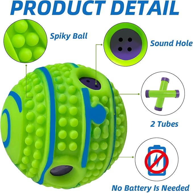 Spiky Interactive Dog Toys Ball, L, 3.94 in (10 cm) | Shaking with Gibbering Sound, Training, Teeth Cleaning, Herding, Straight