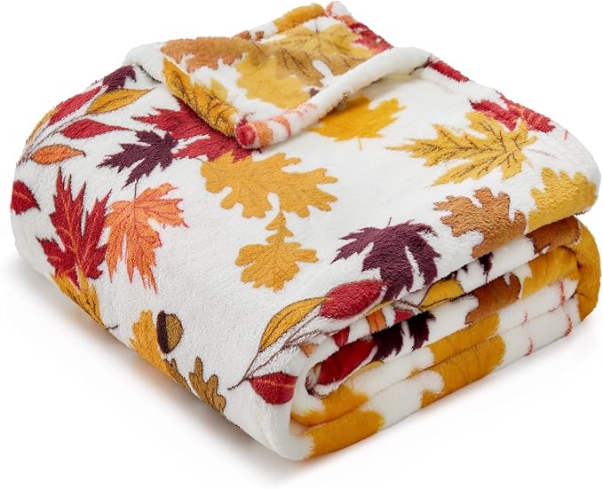 BEDELITE Fleece Blanket Soft Fall Throw for Couch Autumn Leaves 50"x60" | Ultra Soft Fleece, Plush Microfiber, Lightweight Warmth, Thanksgiving Gift, Fall Home Decor, Machine Washable, Couch Sofa Bed