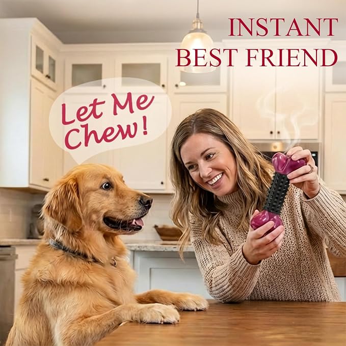 Tough Dog Toys for Aggressive Chewers: Bacon Flavored Long Lasting Dog Bones for Large Dogs, Heavy Duty Nylon & Rubber Dog Chew Toys to Keep Them Busy, Medium & Large Breed (20-80 lbs), Black