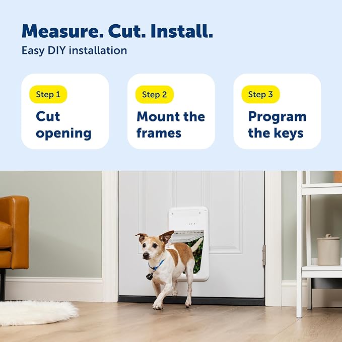 PetSafe Electronic Pet Door, Collar Key Sensor, Cats & Dogs 4-15 lb, Small | Programmable Selective Entry/Exit & Auto-Lock, Battery Operated, Fits Interior/Exterior Doors, up to 5 Keys
