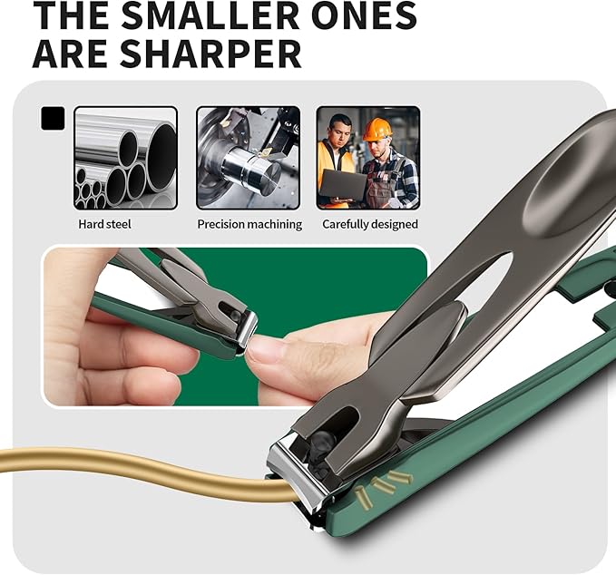 Nail Clippers with Catcher, 2-Pack Slanted & Curved Nail Clippers for Ingrown Toenails and Fingernails, Anti-Splash Nail Cutter for Men, Women, Seniors, Heavy-Duty Finger Nail Clippers Adult