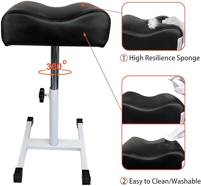 Pedicure Stand Stool Footrest Stand Adjustable Height Technician SPA Beauty Stand Stool with Non-Slip SPA Salon Home Equipment Black