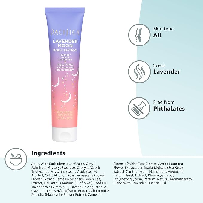 Pacifica Body Lotion - Lavender Moon 5 oz (Pack of 3)