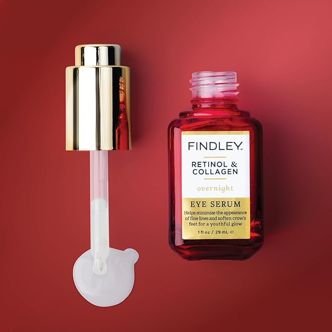 Findley Retinol & Collagen Overnight Eye Serum | Minimize Fine Lines & Soften Crow's Feet | Youthful Glow (1 Fl Oz)