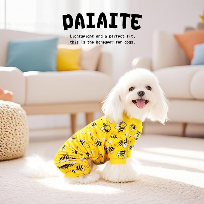 Dog Pajamas Onesie: Comfortable Four-Legged Apparel for Small, Medium, & Large Dogs, Polyester Material for Comfort, Wrinkle Resistance, Moisture Wicking, Stretchiness Cute Bee Pink XL