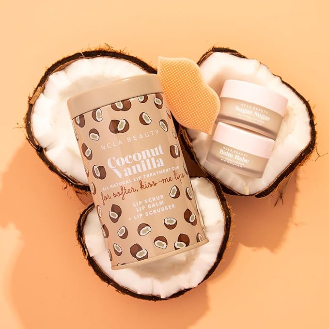 NCLA - Lip Care Set + Lip Scrubber | Clean, Natural, Non-Toxic Beauty (Coconut Vanilla)