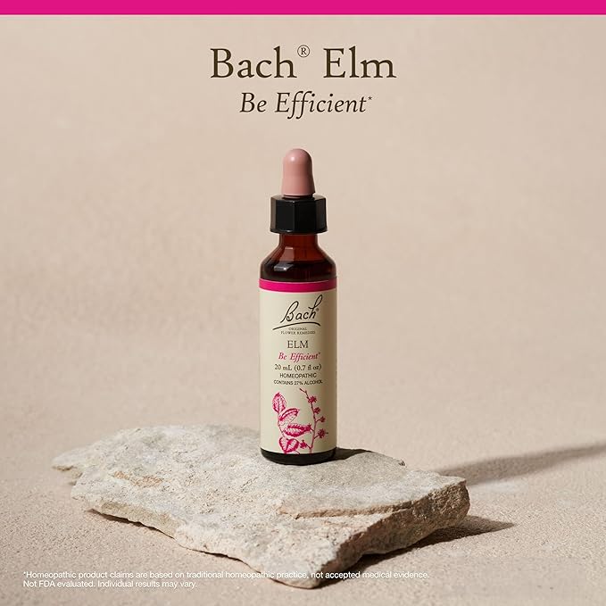 Bach Original Flower Remedies, Elm - Be Efficient - Natural Homeopathic Flower Essence for Emotional Balance - Vegan, Gluten Free, Sugar Free - 20mL Dropper