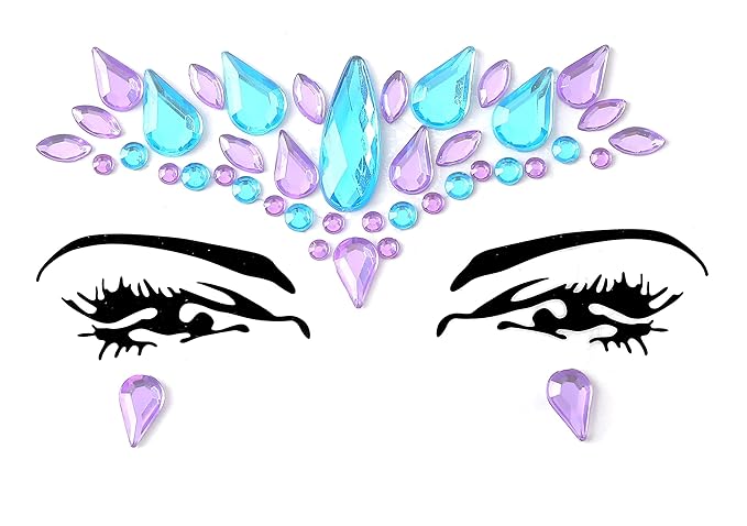 FACEGEM LONDON Face Gems Adhesive Glitter Jewel Tattoo Sticker Festival Gems Rave Party Body Make Up (60 PCS FACE GEMS)
