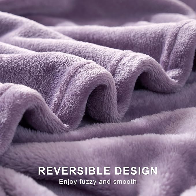 Hansleep Queen Fog Purple Fleece Blanket, Soft Flannel Bed Blanket | Fuzzy Cozy Blanket 90x90 Inches, Multi-use for Bed, Sofa, Couch, Travel, Camping, All Season Warm Lightweight Cover