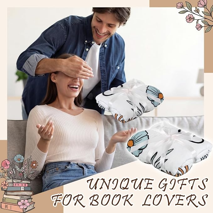 Book Lover Gift Blanket for Reading Lovers 50'' x 60'' Book Flower | To Be Read Blanket for Reader Teacher Friends Back to School Decor for Home Sofa Couch Bed