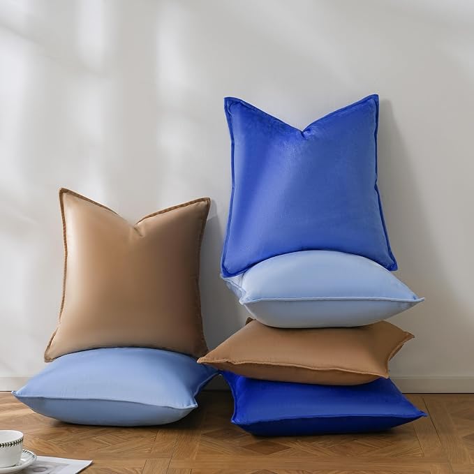 JIAHANNHA Velvet Khaki Throw Pillow Covers 20”x20”Pack of 2 Soft Decorative | Square Cushion Covers for Couch Sofa Bed Livingroom Car Home Decor,50x50Cm