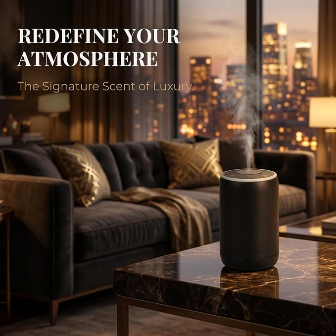 Aurora Waterless Essential Oil Diffuser | Aromatherapy Nebulizer | No Water No Heat | Desk & Car | RGB Light | Obsidian