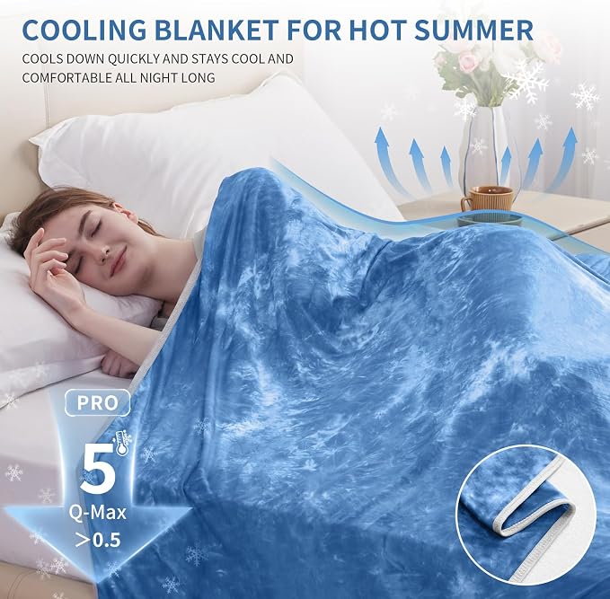 Guohaoi Cooling Blanket for Hot Sleepers and Night Sweats 50"x70" Twin Size | Arc-Chill Q-Max >0.5 Cool Fiber,100% Oeko-Tex Certified Lightweight Summer Blanket for Travel/Outdoor Ultra Cold Breathable