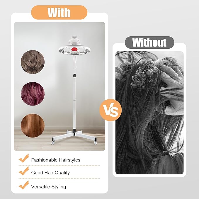 Stand Hair Dryer, 360° Orbiting Rotating Hair Processor, 950W 110V Salon Drying Perming Machine Multifunctional Adjustable Hair Steamer Salon Hair Equipment for Scalp Care, Permed Colored Hair