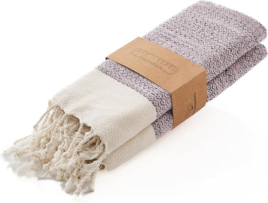 BAY LAUREL Turkish Hand Towel – Pack of 2 | Soft & Absorbent Decorative Towels for Bathroom, Hand, Face, Hair, Gym, Yoga, SPA, Kitchen & Tea | Boho Decor (Blush Pink, Diamond 16x40 Inches (Set of 2)
