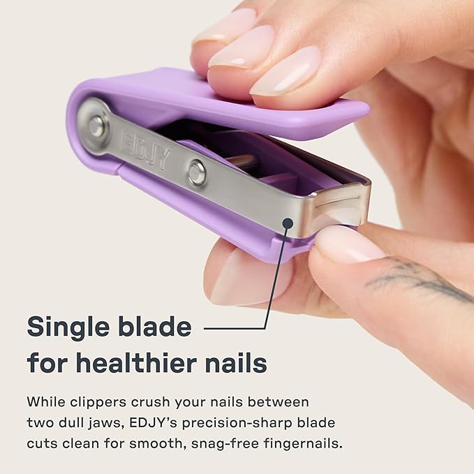 EDJY Fingernail Cutter - Precision Stainless Steel Nail Cutter for Fingernails | Sharp Blade, Ergonomic Design, Durable & Rust-Resistant | Ideal for Men and Women | Lilac | 2-Pack