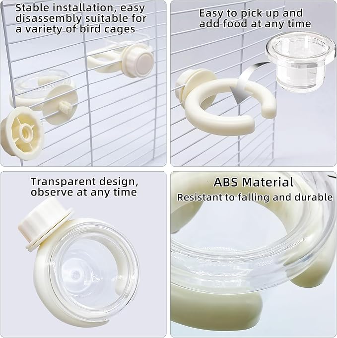 Bird Water Dispenser Bird Cage Feeder Accessories for Parakeet(3Pcs)