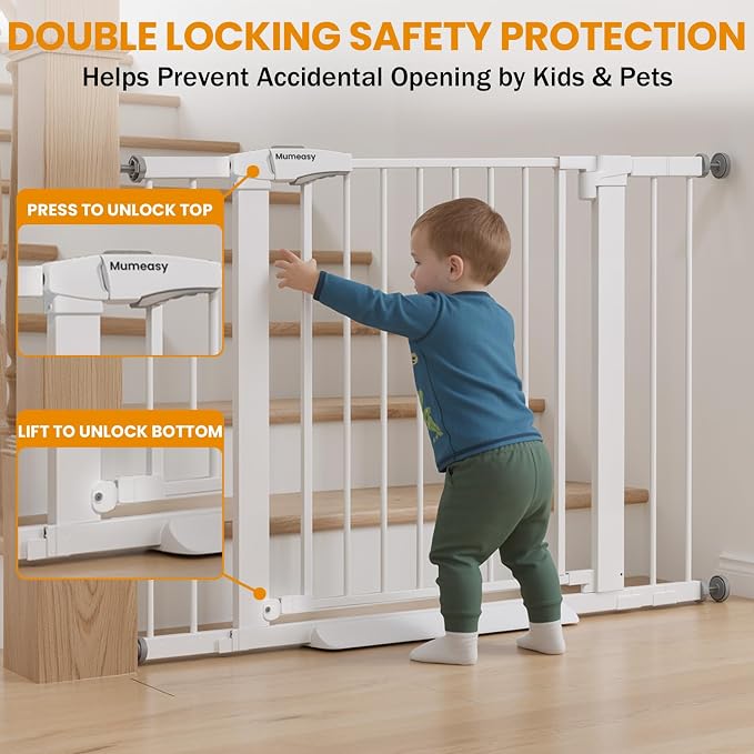Mumeasy 29.7-43" Baby Gate for Stairs & Doorways, Pressure Mounted Dog Gate