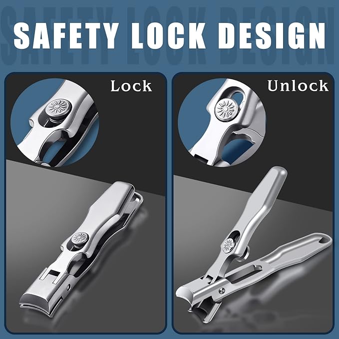 German Nail Clippers for Men with Catcher, Heavy Duty Toe Nail Clippers for Thick Nails Seniors, Portable Ultra Sharp Fingernail Clippers with Wide Mouth, Anti Splash Stainless Steel Nail Cutter