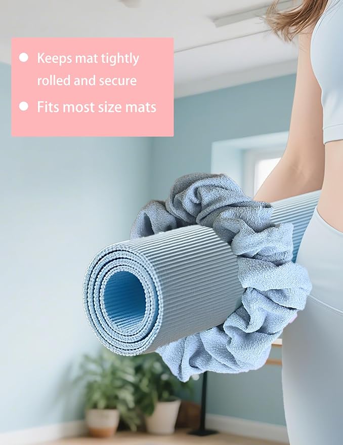 Yoga Mat Scrunchie - Yoga Mat Strap Band - Fits Most Size Mats (Not Suitable for Overly Thick Mats)