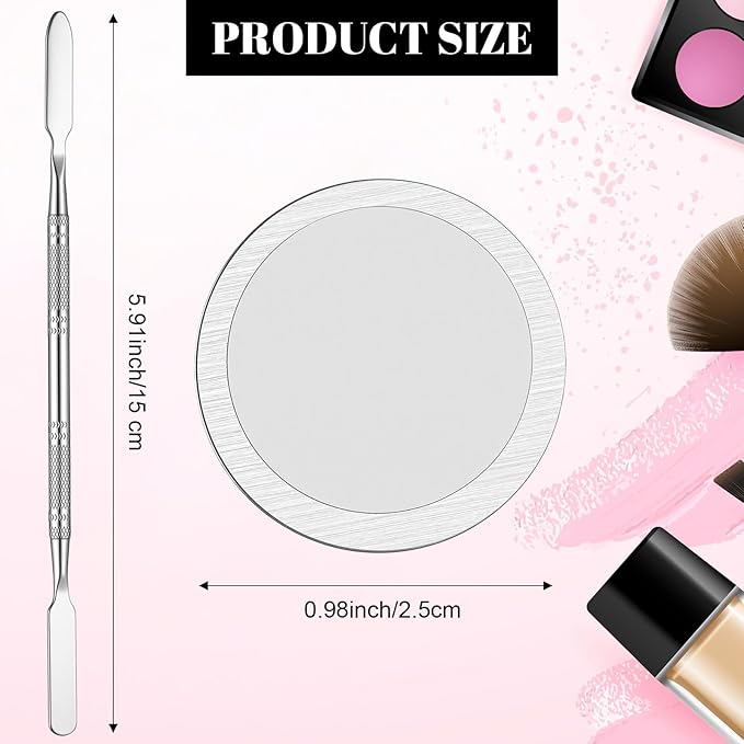 Sumind 101 Pack Metal Stickers for Eyeshadow Palette Set, Includes 1 Makeup Depotting Tool, Adhesive Empty Metal Makeup Colorful Palette Stickers (100 Pcs Round)
