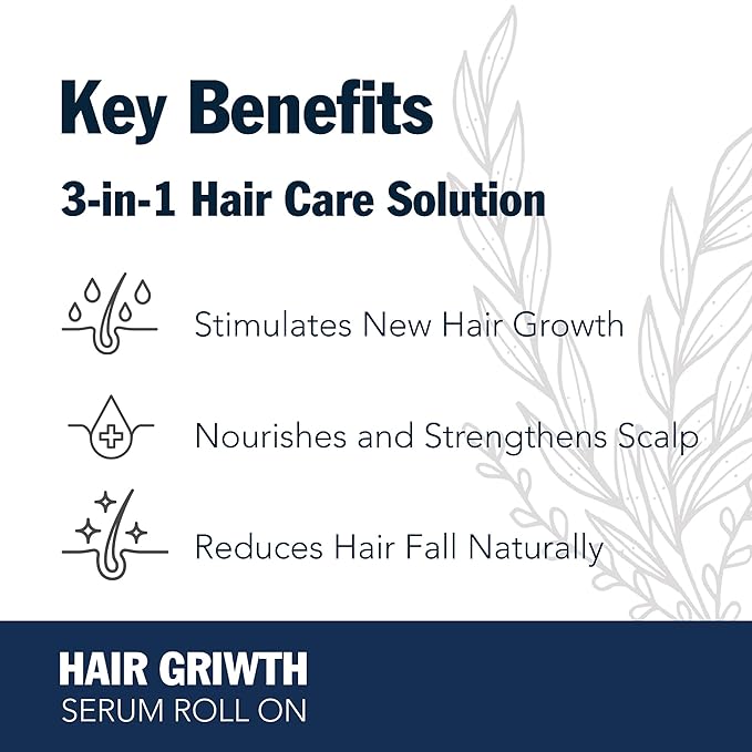Rosemary Hair Growth Serum Roll-On 2-Pack – 3% Rosemary, 3% Redensyl, DHT-Blocking Scalp Serum for Thicker, Fuller Hair – For Women & Men (30 ml x 2)