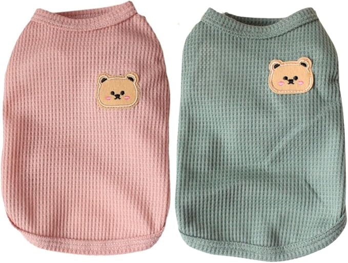 Cotton Dog & Cat T-Shirts - Soft, Breathable, Stretchy Sleeveless Vests for Medium & Small Dogs