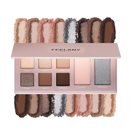 PROFESSIONAL MAKEUP Long Lasting Waterproof Eyeshadow Palette 11 Ultra-pigmented Shimmer & Matte Shades and Naked & Brown Warm Neutral makeup palette with Mirror - Blendable Multi-Purpose