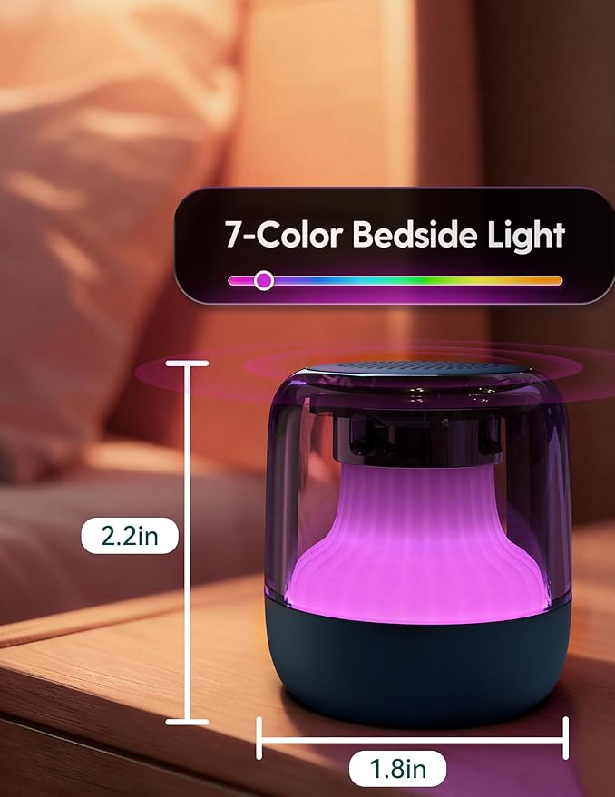 Babelio Pocket Glow White Noise Sound Machine - Upgraded 7 Color Night Lights, 20 Non-Looping Sounds, Timer & Memory Function, Portable for Adults & Babies, Black
