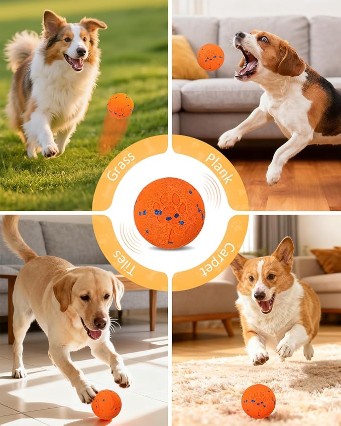 Interactive Dog Ball for Large Dogs, Self Moving Toy with Bouncing & Vibrating, 3.1" Chew-Resistant E-TPU, Indestructible, IPX7 Waterproof, Low Noise, Gift Bag – Perfect for Medium/Large Breed Dogs