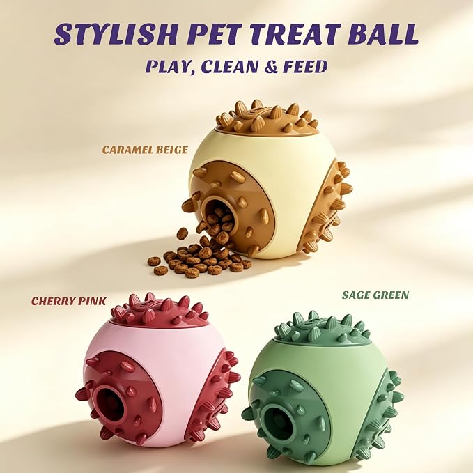 Interactive Dog Treat Dispenser Ball - Durable Puppy Puzzle Toy for IQ Training & Mental Stimulation - Rubber Slow Feeder Chew Toy for Boredom Relief & Healthy Digestion