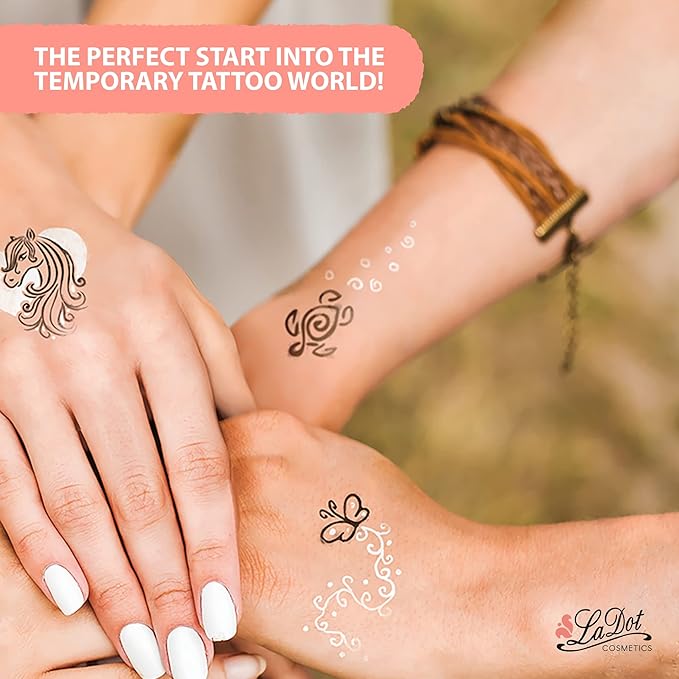 LaDot Temporary Tattoo Stamp– Easy-to-Use Reusable Ceramic Skin Stamp for Creating Custom Temporary Tattoos – Fun Body Art Tool for Parties, Events, and Festivals (Turtle, Small)