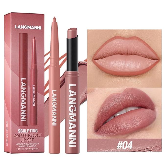 Lip Liner & Lipstick Set (12 Shades) - Long-Lasting, Waterproof & Transfer-Proof Matte Lip Kit, Smooth Creamy Texture, Bold to Nude Shades for Everyday & Party Wear, Ideal for Makeup Lovers (04)
