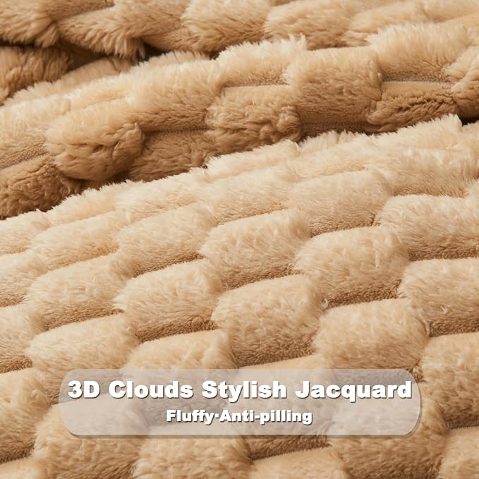 NEWCOSPLAY Fleece Clouds Cozy Throw Blanket for Couch, Brown, 50"x60" | Premium Silky Flannel Blanket, Soft Lightweight Fluffy Throw Blanket for Bed Sofa Decor, Gift for All Season Use