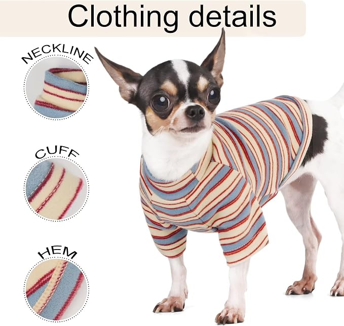 Paiaite Stylish Striped Block Dog Shirt Breathable Clothes Red&Blue M | Wrinkle resistant comfy wear, suitable for small medium large dogs, great daily outfit Warm for all pet lovers