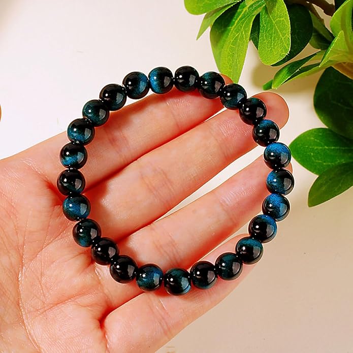 Evil Eye with Hematite Black Obsidian Tiger Eye Stone Triple Protection Bracelets for Men Women, Crystal Healing Stone Bracelet Bring Luck Prosperity and Happiness Jewelry