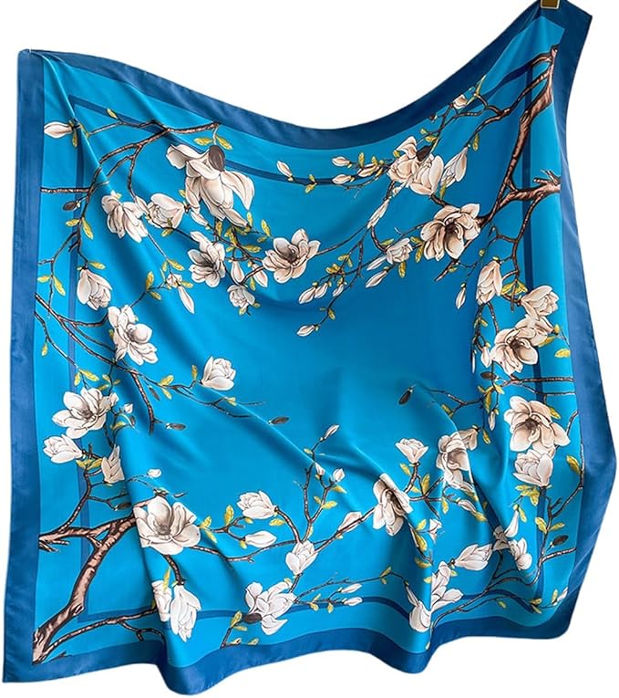 K-Elewon Large Square Scarf 43" Silk Scarf Fashion Scarves Silk Feeling Hair Wrapping Scarfs Night Sleeping Headscarf