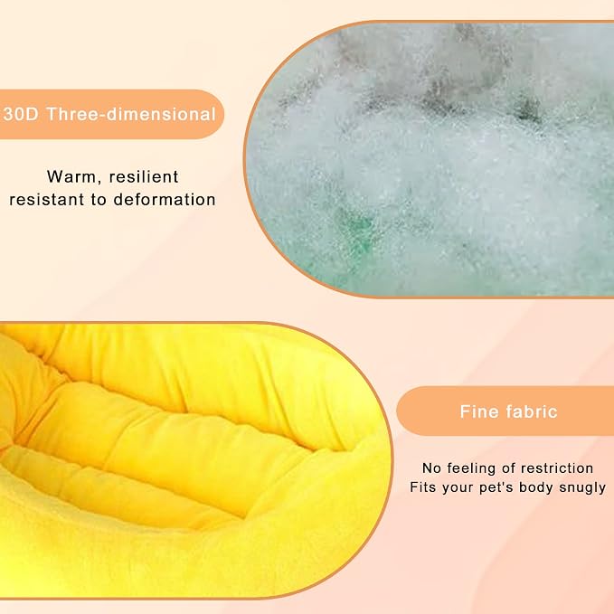 Dog & Cat Bed for Indoor Cats Relaxing Banana Mattress Fluffy Pet Mattress Waterproof Memory Foam Pet Bed with Sides Suitable for Small and Medium-Sized Dogs and Cats Guinea Pig Bed (Medium)