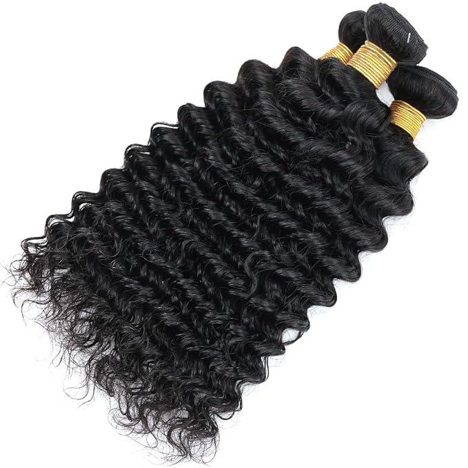 Human Hair Bundles Brazilian Deep Wave One Bundle 26inch 100% Unprocessed Virgin Human Hair Deep Wave Curly Water Wave Wet and Wavy Weave Raw Bundles Deals Extensions Natural Black