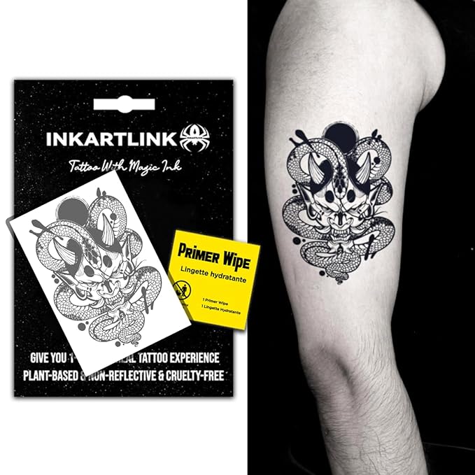 INKARTLINK Semi Permanent Tattoo, Temporary Tattoo, Beautiful and Realistic Design,Fun Tattoo Experience, Cruelty-free, Non-reflective, Waterproof (Prajna 2)