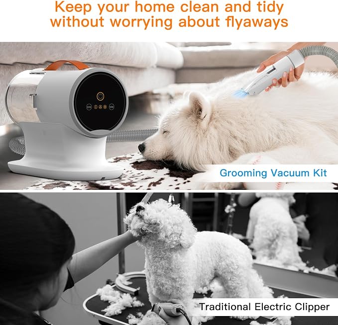 Fixr Pet Grooming Vacuum & Dog Hair Vacuum, 12000Pa Powerful Pet Grooming Kit with 2L Large Dust Cup, Low Noise Dog Vacuum for Shedding Grooming Hair, 3 Suction Levels, 5 Grooming Tools